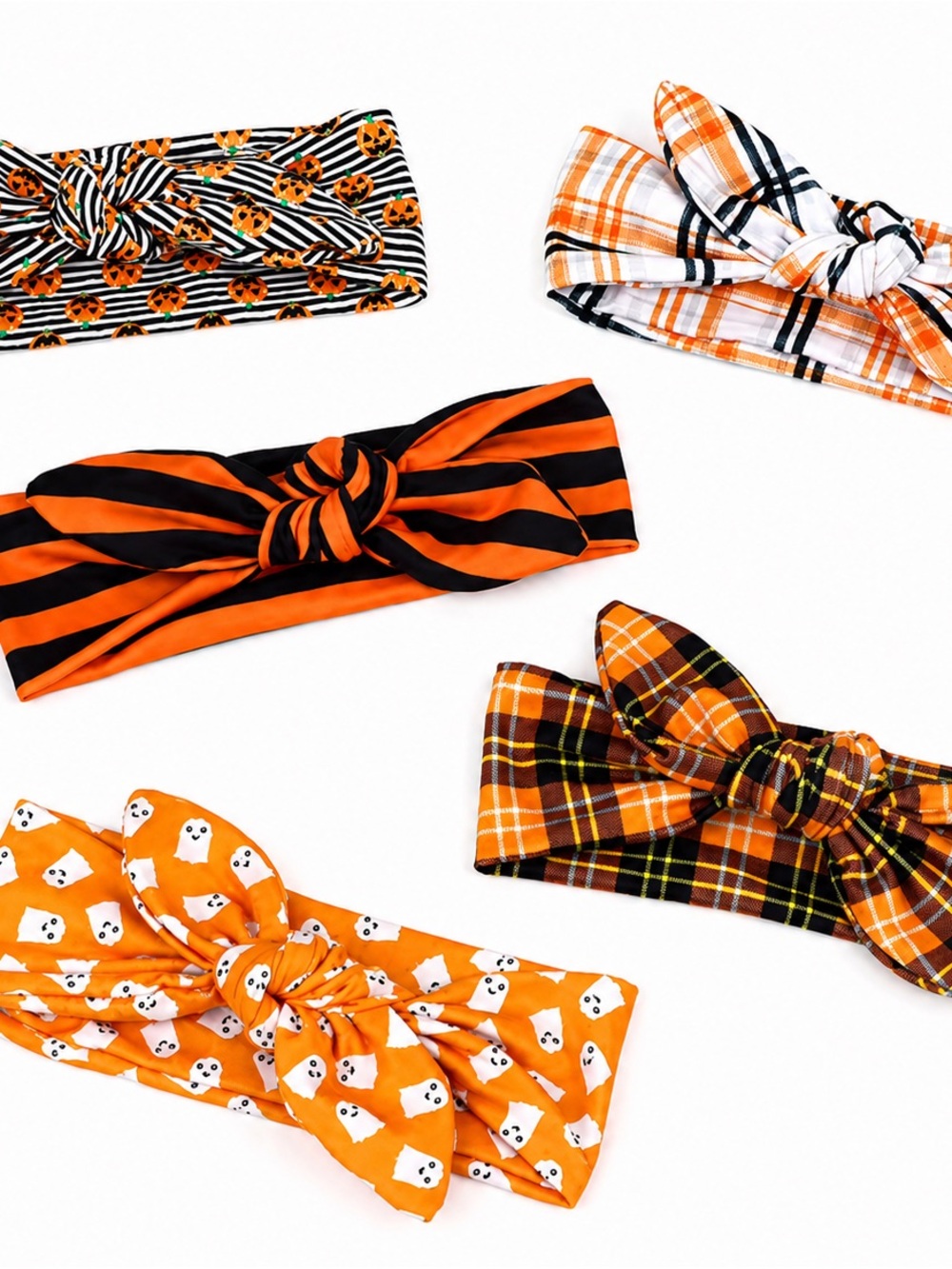 Pack of Five- Newborn-Toddler stretch headbands Halloween Fall prints